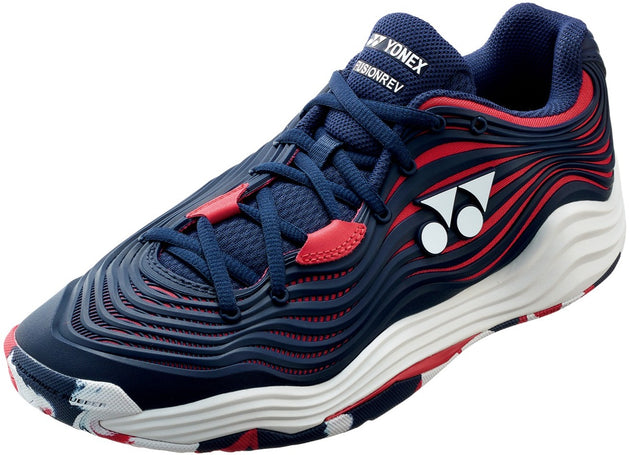 STFR5NR Yonex Men's Power Cushion Fusion Rev 5 Tennis Shoes (Navy/Red)