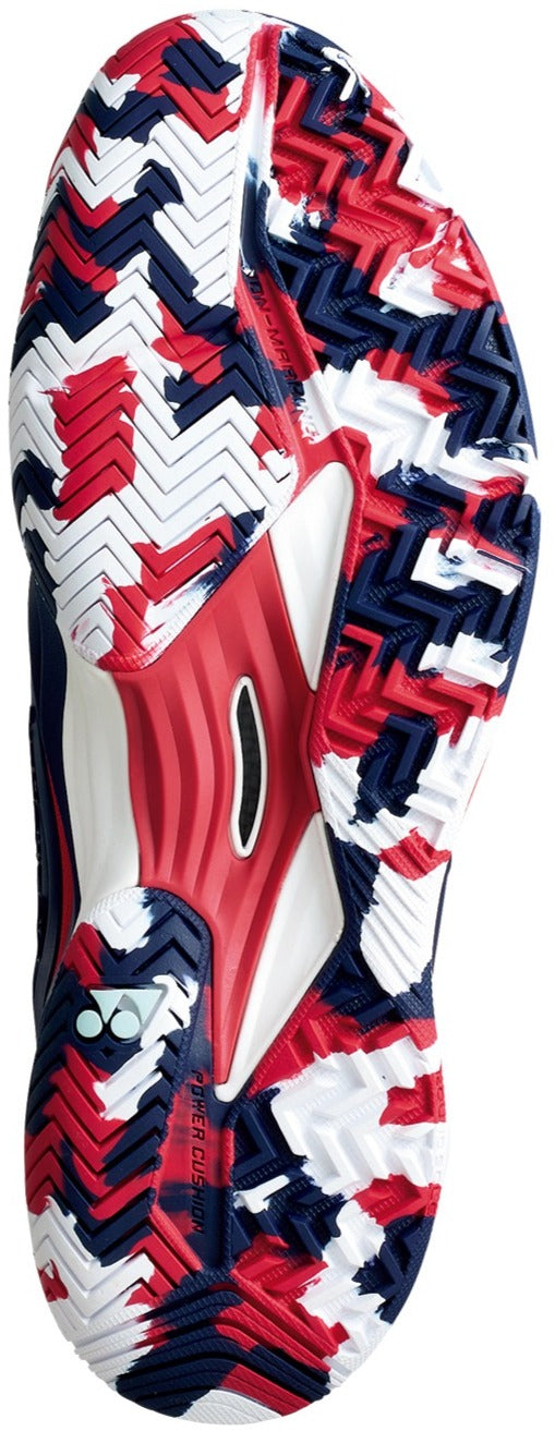STFR5NR Yonex Men's Power Cushion Fusion Rev 5 Tennis Shoes (Navy/Red)