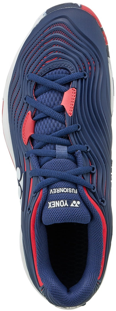 STFR5NR Yonex Men's Power Cushion Fusion Rev 5 Tennis Shoes (Navy/Red)