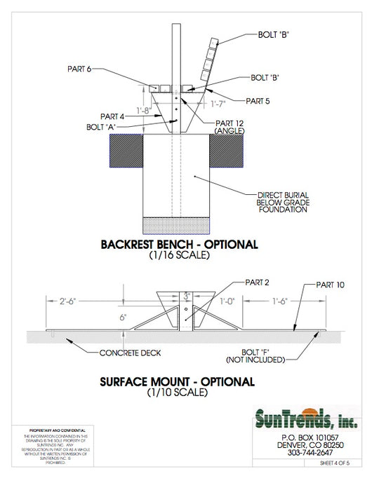 SunTrends Cabana Bench Installation Options