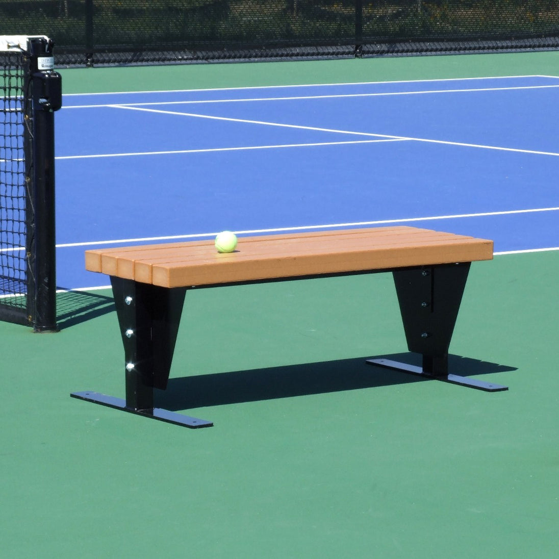 FB-4 SunTrends 4 ft Flat Tennis Court Bench (Black)