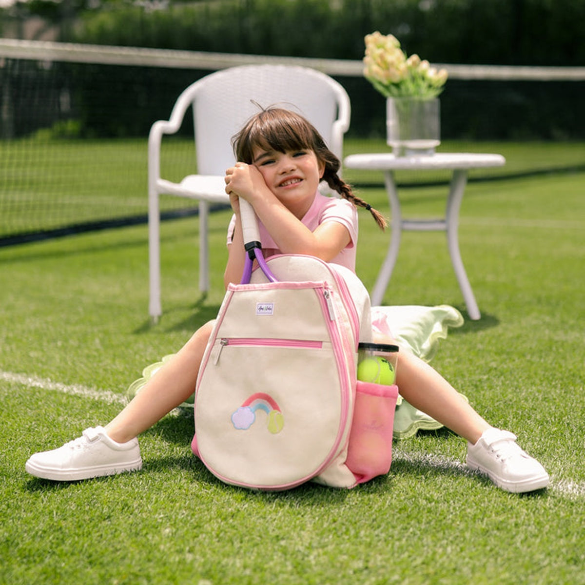 TCB218 Ame & Lulu Tennis Camper Backpack (Pink Pastel/Rainbow)