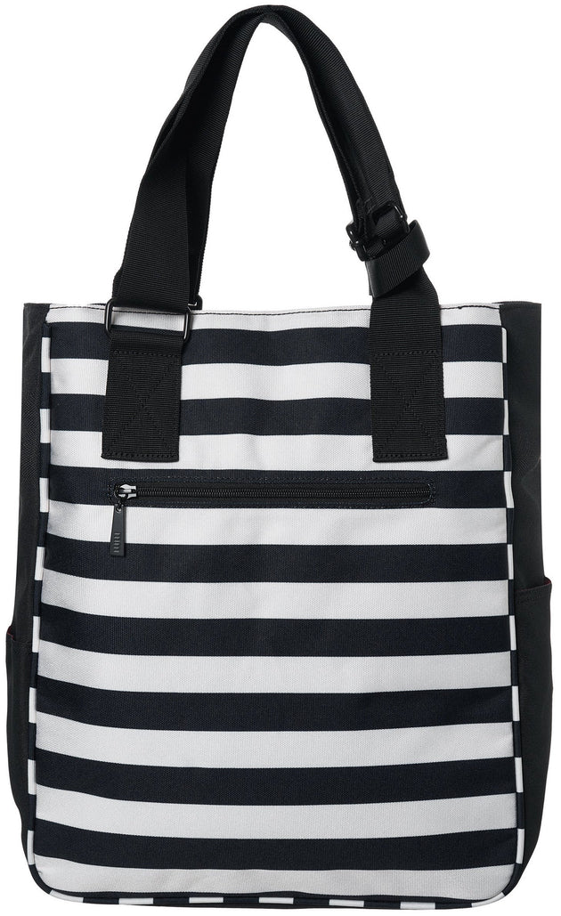 TT03-20.3 Maggie Mather Original Tennis Tote (Black/White Stripes)