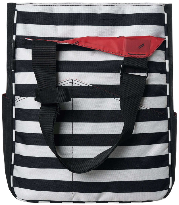 TT03-20.3 Maggie Mather Original Tennis Tote (Black/White Stripes)