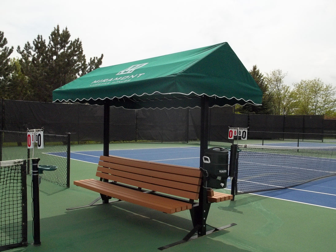 CB-2S-10-DB SunTrends 10 ft Cabana Tennis Court Bench w 2-Sided Backrest - Direct Burial