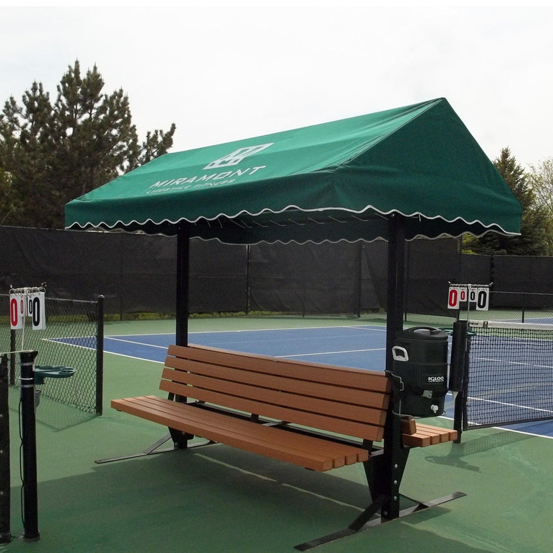 SunTrends 10 ft Cabana Bench w 2-Sided Backrest - Direct Burial