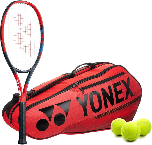 VCoreAce-BAG42126R-Ball Yonex VCore Ace 7th Gen Tennis Racquet + 6pk Bag with 3 Tennis Balls (Red)
