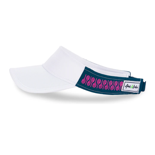 VSR211_Ame_Lulu_Womens_Head_In_The_Game_Tennis_Visor_Navy_Pink_Racquets