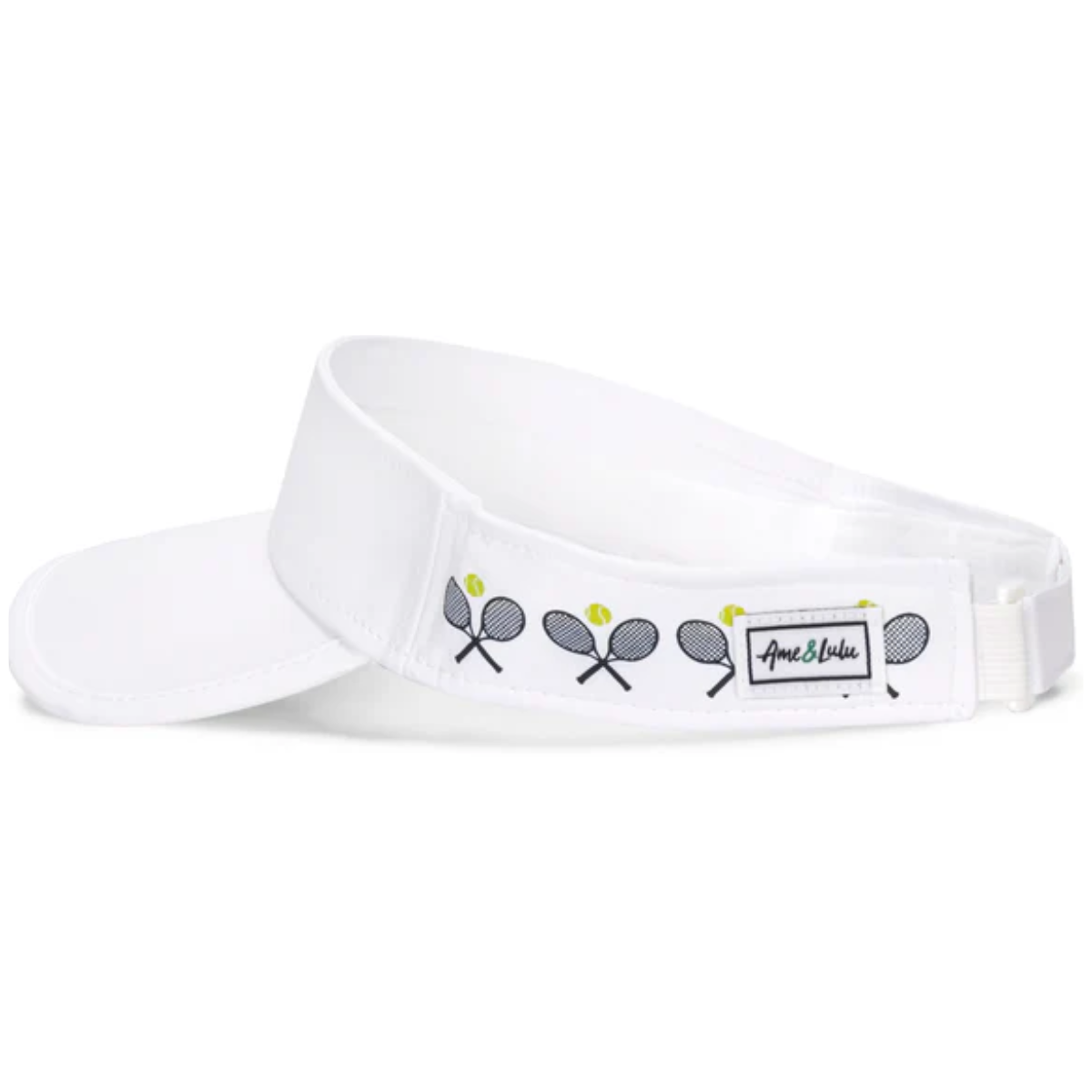 VSR310_Ame_Lulu_Womens_Head_In_The_Game_Tennis_Visor_Classic_Racquets_White