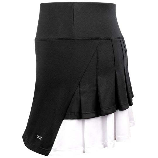 W2207-BKW DUC Flirt-2 Women's Double-Pleat Tennis Skort (Black/White)