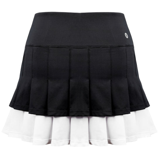 W2207-BKW DUC Flirt-2 Women's Double-Pleat Tennis Skort (Black/White)