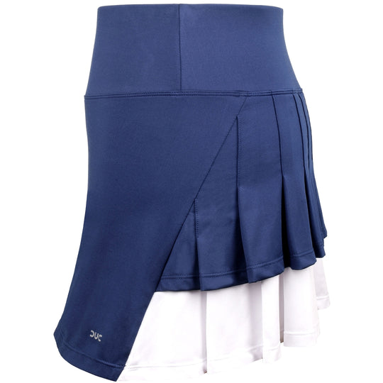 W2207-NVW DUC Flirt-2 Women's Double-Pleat Tennis Skort (Navy/White)