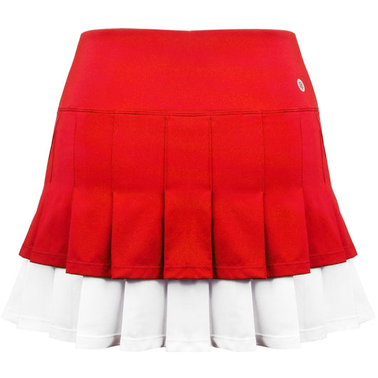 W2207-RDW DUC Flirt-2 Women's Double-Pleat Tennis Skort (Red/White)