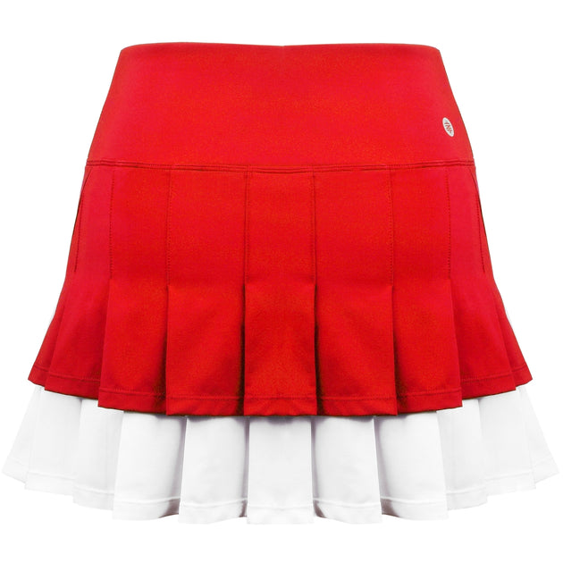 W2207-RDW DUC Flirt-2 Women's Double-Pleat Tennis Skort (Red/White)