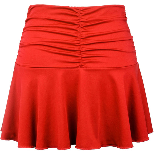 W2208-RD DUC Kourtney Women's Ruched / Flounce Tennis Skort (Red)