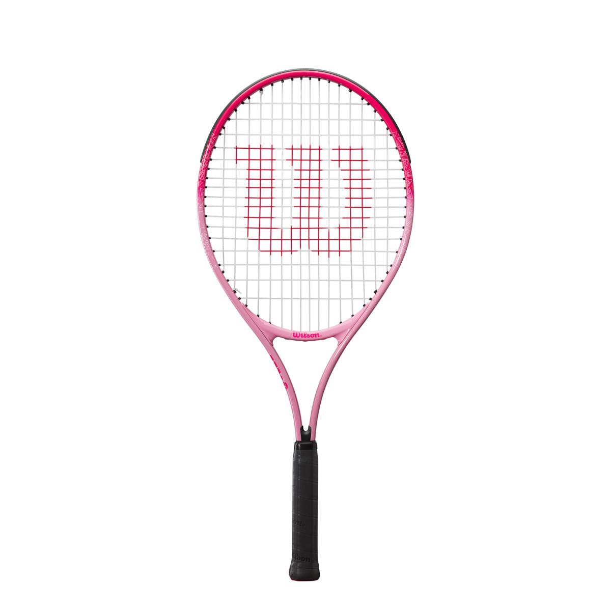 BurnPinkJunior-Pink-OG Wilson Burn Pink Girls' Tennis Racquet bundled with 3 Pink Overgrips and a Can of Pink Tennis Balls