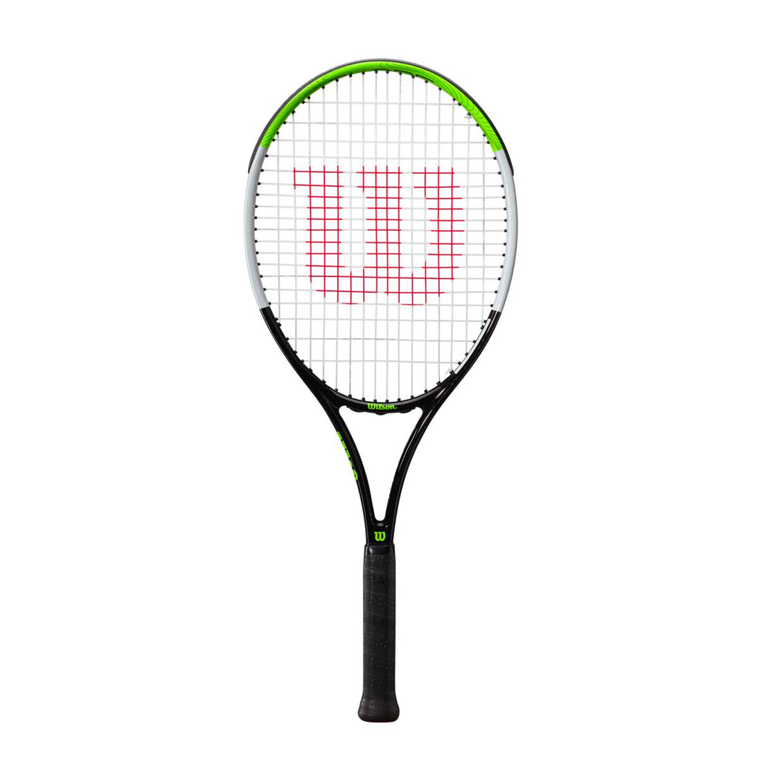 WR055410U-Ball-Black-OG Wilson Blade Feel Pre-Strung 26 Inch Junior Tennis Racquet Black Green with 3 Black Overgrips Balls