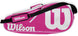 WR8005201001-OG-Ball-BNDL Wilson Advantage II Tennis Bag (Pink/White) + 3 Overgrips + 3 Tennis Balls