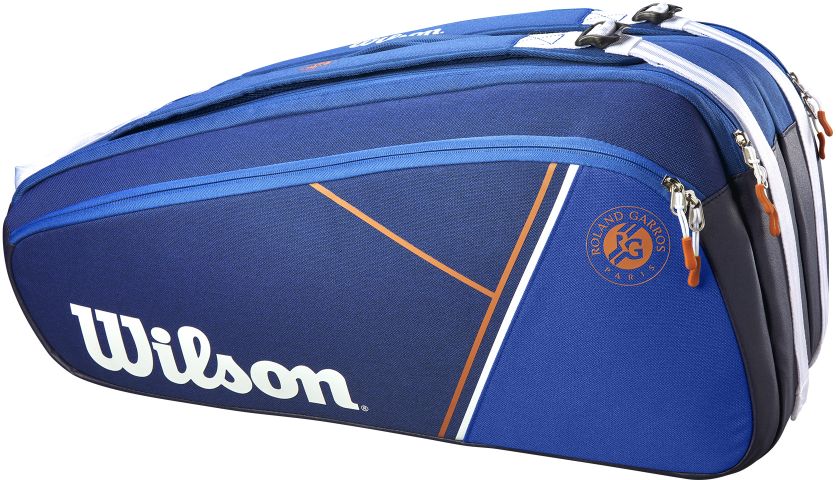 WR8018200 Wilson Roland Garros Super Tour 9 Pack Tennis Bag (Blue/White/Clay)