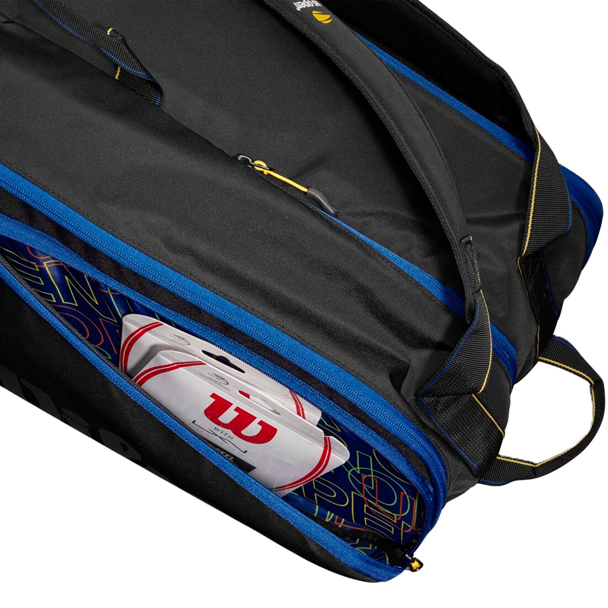 WR8021201001 Wilson US Open Tour 12 Pack Tennis Bag (Black/Blue/Yellow)