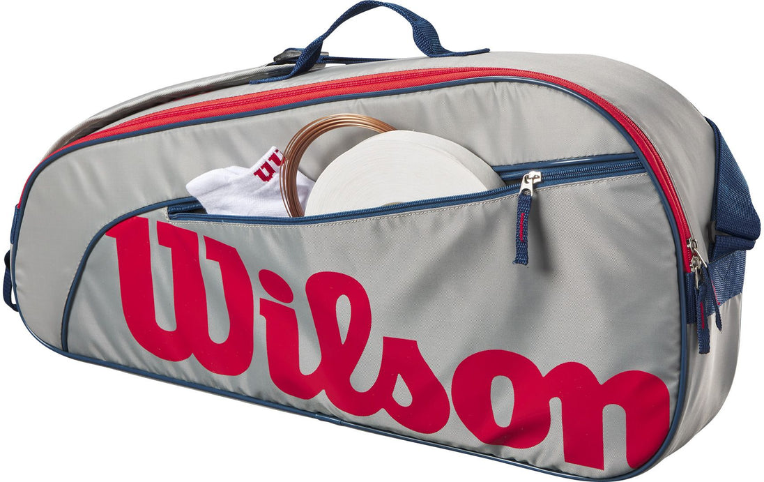 WR8023901001U Wilson Junior 3 Pack Tennis Bag (Grey/Red)