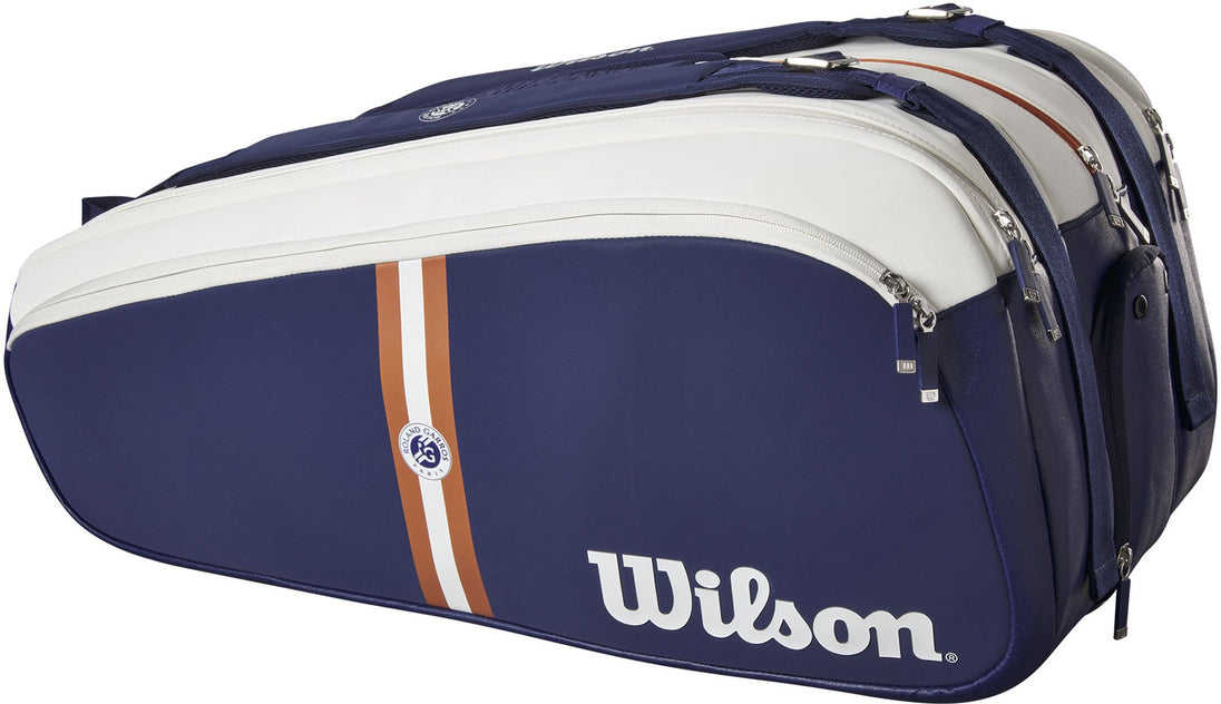 WR8025901001U Wilson Roland Garros Super Tour 15 Pack Tennis Bag (Navy/White/Clay)