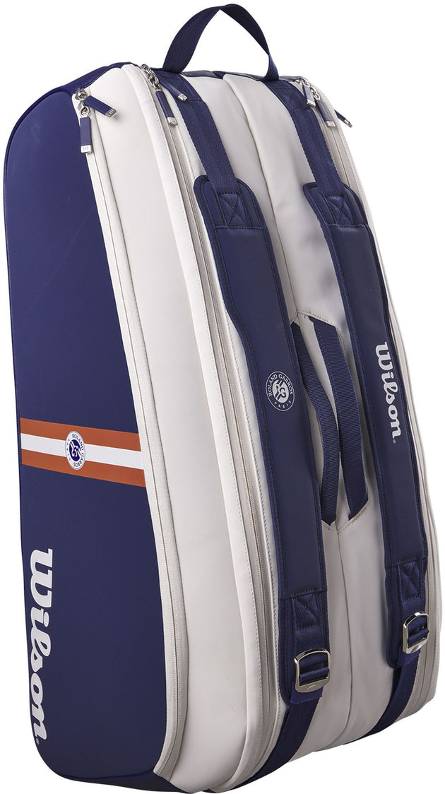 WR8026001001 Wilson Roland Garros Super Tour 9 Pack Tennis Bag (Navy/White/Clay)