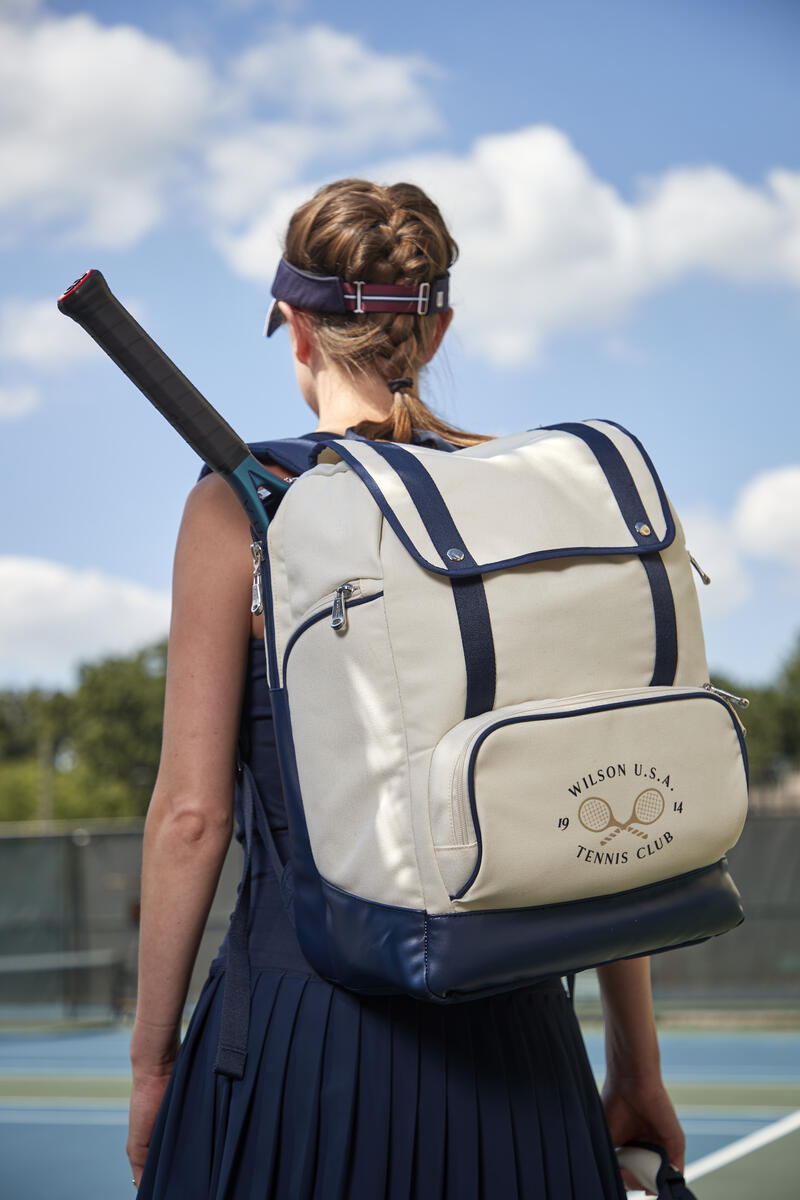 WR8033301001 Wilson 1914 Heritage Tennis Backpack (Cream/Dark Navy)
