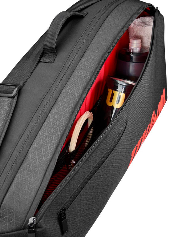 WR8038001001 Wilson Clash v3 Super Tour 3pk Tennis Racquet Bag (Black/Infrared)