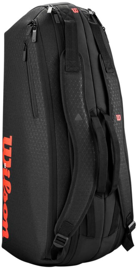 WR8038101001 Wilson Clash v3 Super Tour 6pk Tennis Racquet Bag (Black/Infrared)