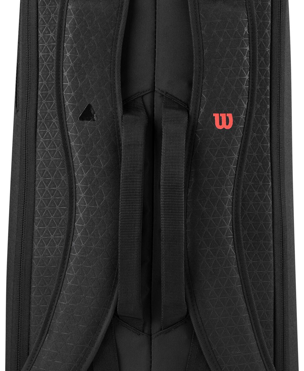 WR8038101001 Wilson Clash v3 Super Tour 6pk Tennis Racquet Bag (Black/Infrared)