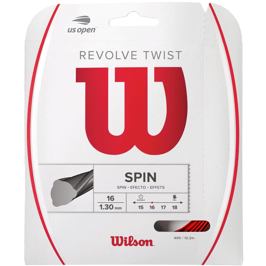 WR8300002-16 Wilson Revolve Twist 16g Red Tennis String (Set)
