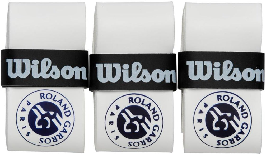 WR8442601 Wilson Roland-Garros Tennis Overgrip 3 Pack (White/Blue)