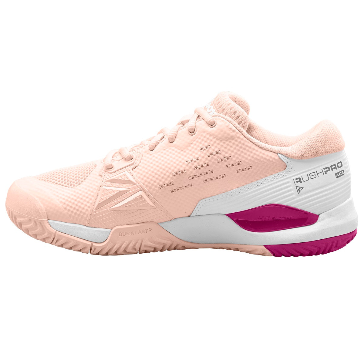 WRS328730U Wilson Women's Rush Pro ACE Tennis Shoes (Scallop Shell/White/Baton Rouge) - Left