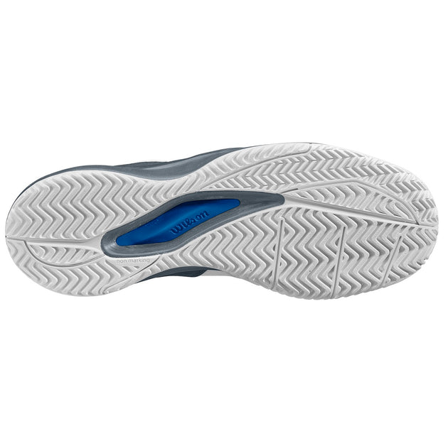 WRS329260U Wilson Men's Rush Pro ACE Pickler Pickleball Shoes (White/Stormy Weather/Classic Blue) - Sole
