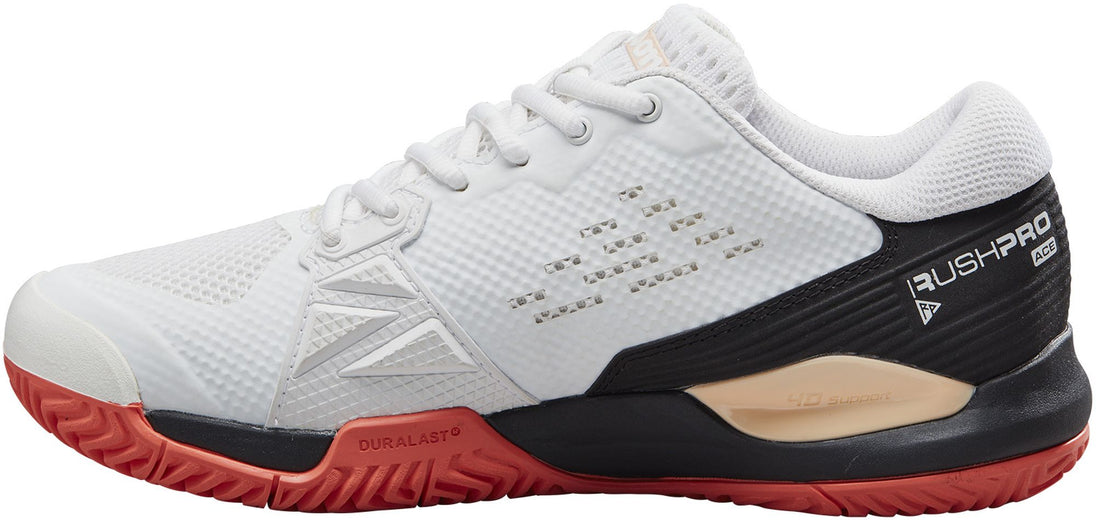 WRS330600U Wilson Women's Rush Pro ACE Pickler Pickleball Shoes (White/Black/Living Coral)