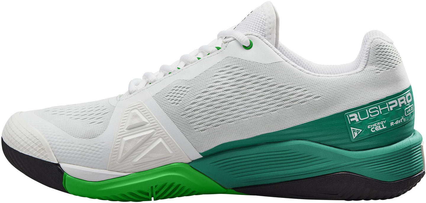 WRS330660U Wilson Men's Rush Pro 4.0 Tennis Shoes (White/Bosphorus/Green)