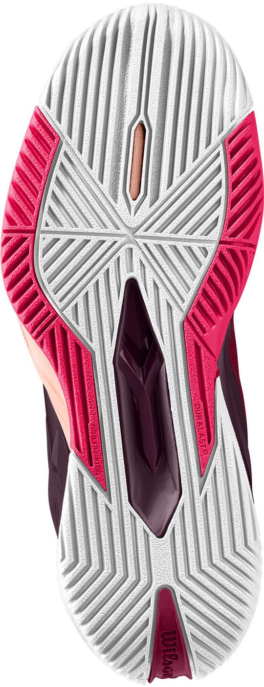 WRS330680U Wilson Women's Rush Pro 4.0 Tennis Shoes (Beet Red/White/Tropical Peach)