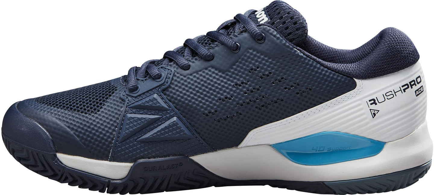 WRS330770U Wilson Men's Rush Pro ACE Tennis Shoes (Navy Blazer/White/Blue Atoll)