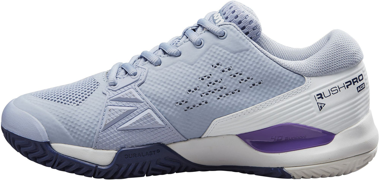 WRS330820U Wilson Women's Rush Pro ACE Tennis Shoes (Eventide/White/Royal Lilac)