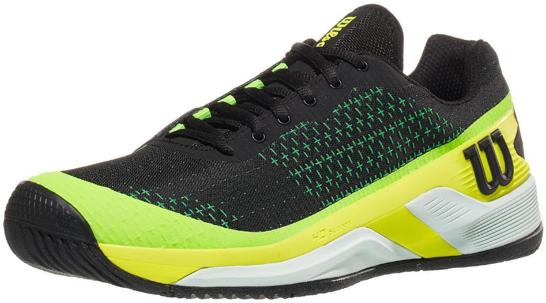 WRS332380U Wilson Men's Rush Pro Extra Duty Tennis Shoes (Black/Safety Yellow/Green Gecko)