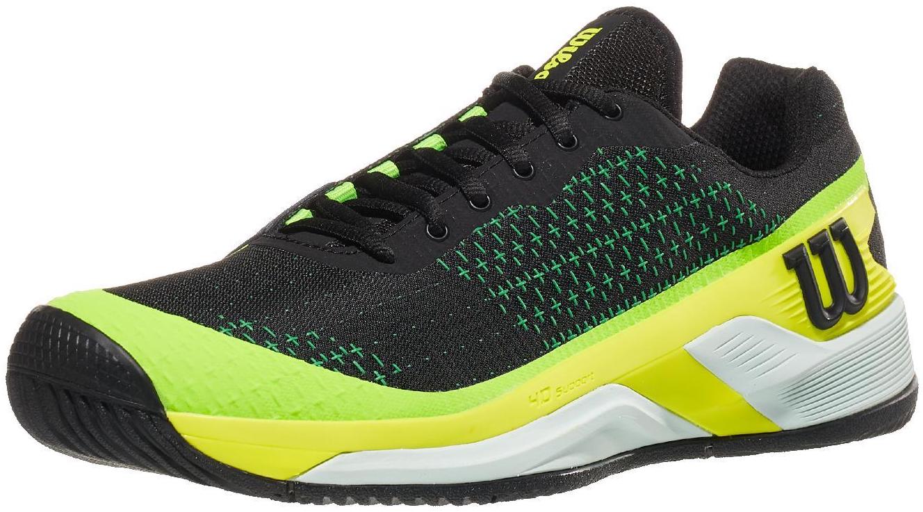 WRS332380U Wilson Men's Rush Pro Extra Duty Tennis Shoes (Black/Safety Yellow/Green Gecko)