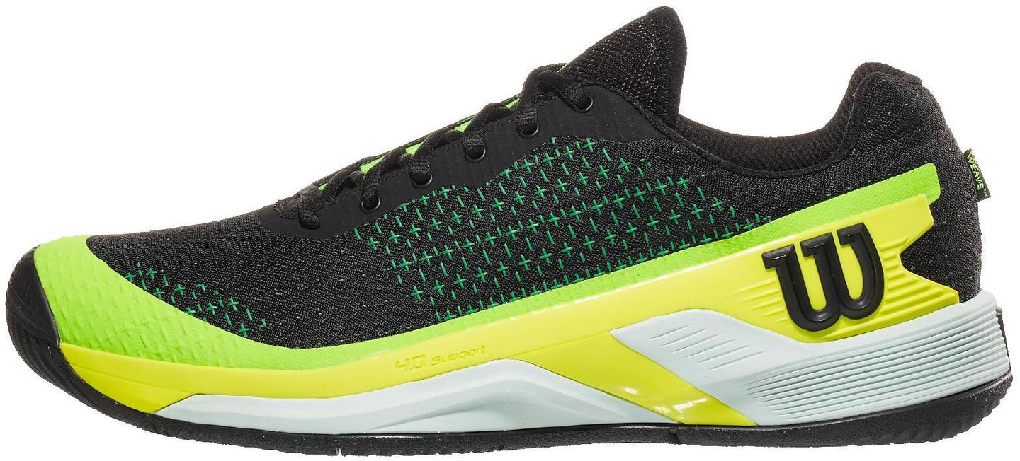 WRS332380U Wilson Men's Rush Pro Extra Duty Tennis Shoes (Black/Safety Yellow/Green Gecko)