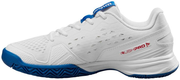 WRS333000U Wilson Junior Rush Pro L Tennis Shoes (White/Deja Vu Blue/Wilson Red)