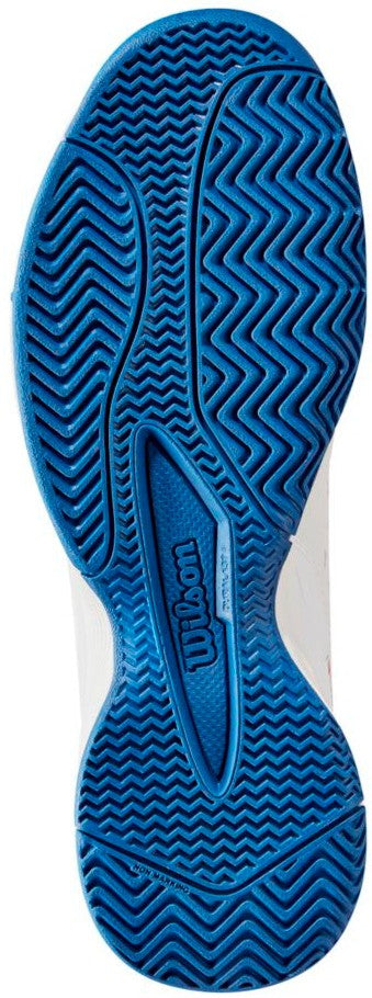 WRS333000U Wilson Junior Rush Pro L Tennis Shoes (White/Deja Vu Blue/Wilson Red)