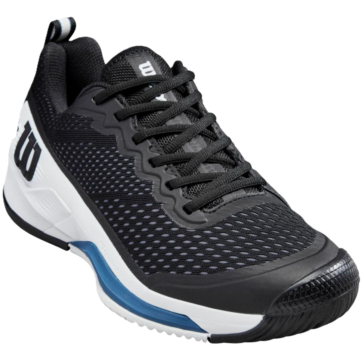 WRS333150U Wilson Men's Rush Pro 4.5 Tennis Shoes (Black/White/Ensign Blue)