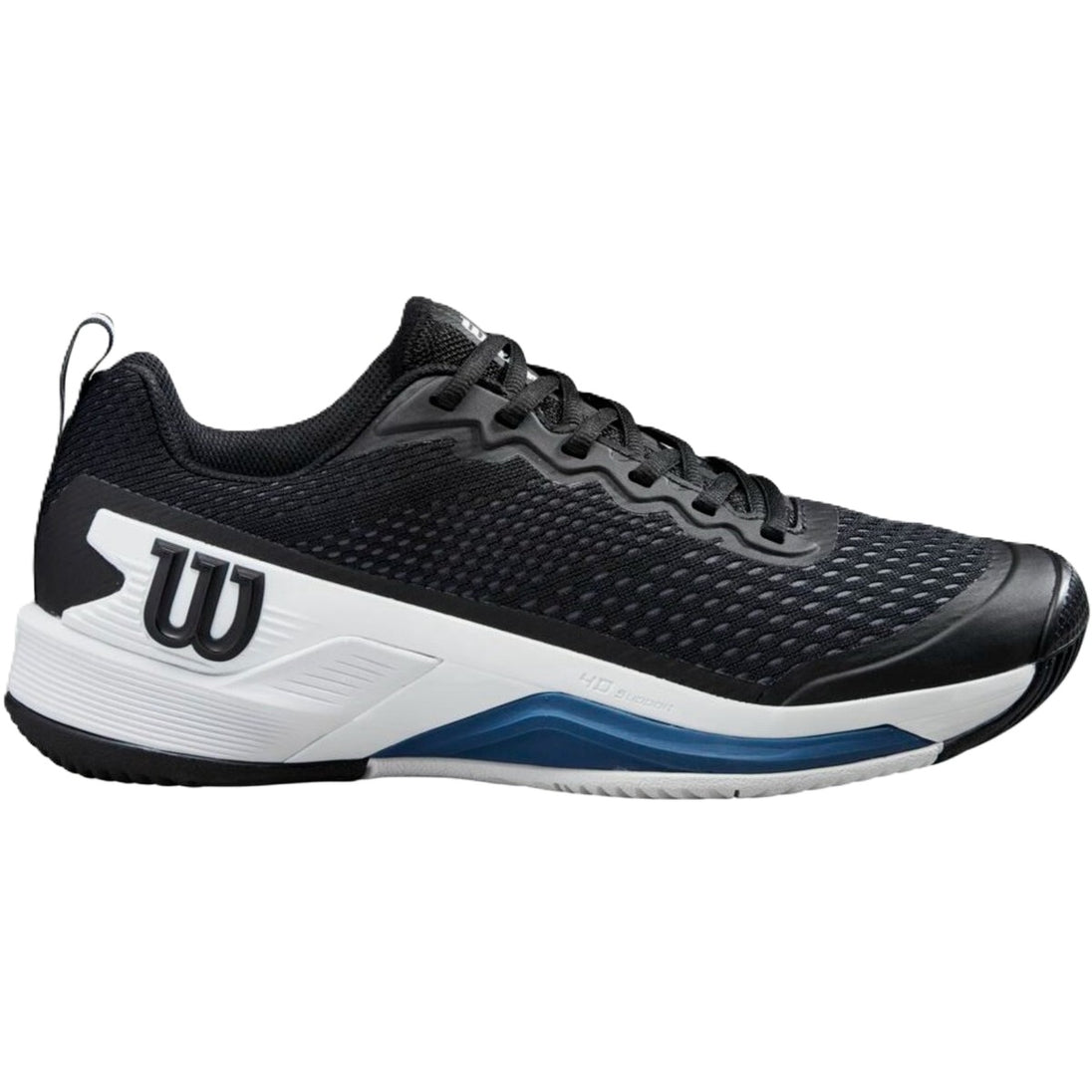 WRS333150U Wilson Men's Rush Pro 4.5 Tennis Shoes (Black/White/Ensign Blue)