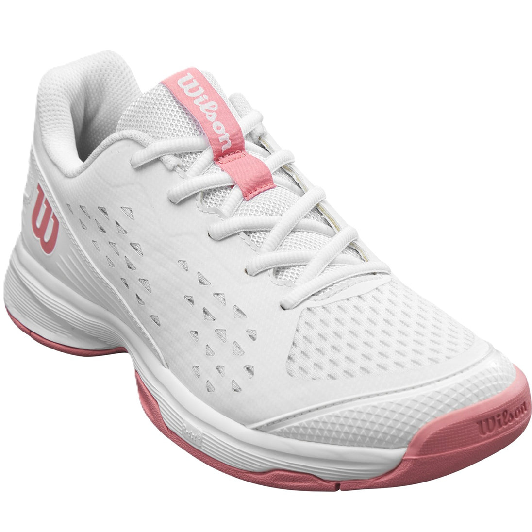 WRS335290U Wilson Junior Rush Pro L Tennis Shoes (White/White/Mauveglow)