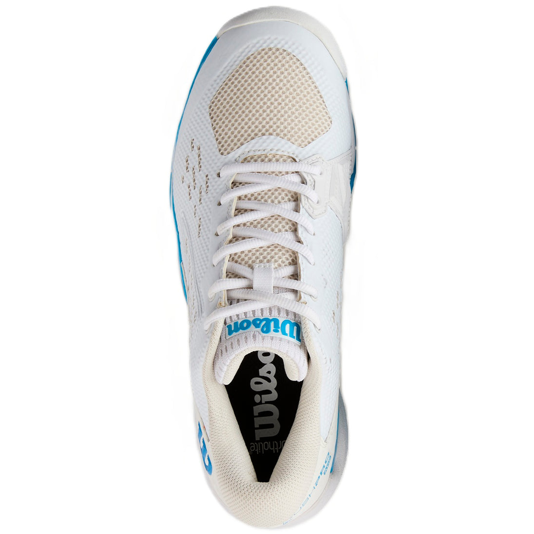 WRS335900U Wilson Men's Rush Pro ACE OZ Tennis Shoes (White/White/Atomic Blue)