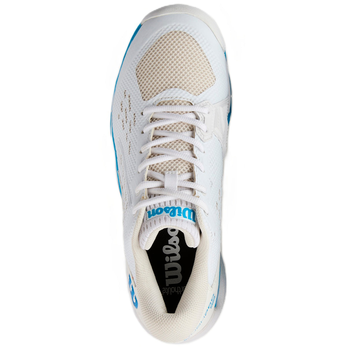 WRS335900U Wilson Men's Rush Pro ACE OZ Tennis Shoes (White/White/Atomic Blue)